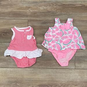 5/$15 Carter’s Infant Girl’s Onesie Dresses Stripes and Watermelon Size 3M